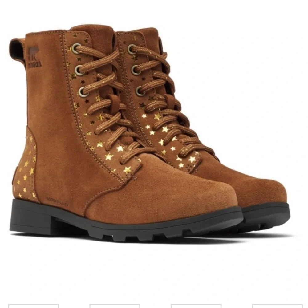 Sorel Youth Emelie Short Lace Velvet Tan Girls Boots 5 Stars Waterproof Winter